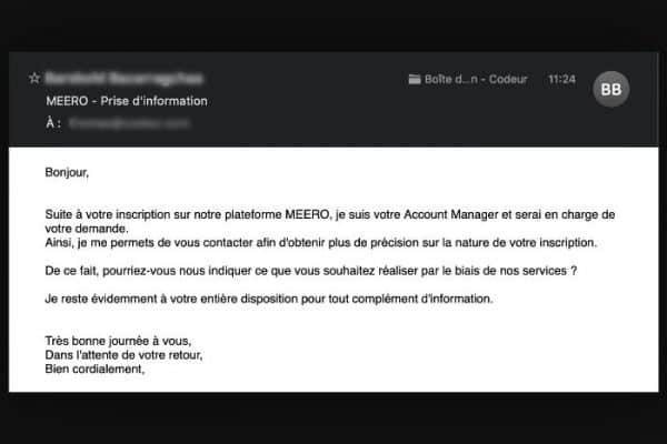 demande d'information mail professionnel